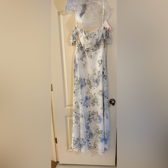 Dessy Thread Bridesmaid Dress Bleu Garden - Picture 4 of 8